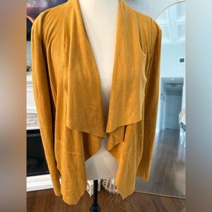 Bagatelle soft Faux Suede Gold color  Draped Cardigan w zip pockets